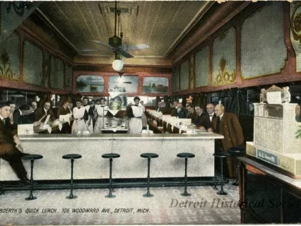 Postcard - H. J. Boerth's Quick Lunch, 108 Woodward Ave., Detroit, Mich.