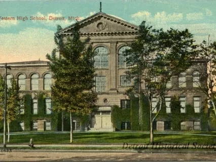 Postcard - Western High School, Detroit, Mich.
