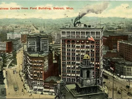 Postcard - Business Centre from Ford Building, Detroit, Mich.