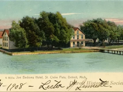 Postcard - Joe Bedores Hotel, St. Claire Flats, Detroit, Mich.