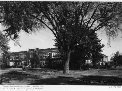 Print, Photographic - Pierce Elementary School, built 1924; Pierce Street, Birmingham, Michigan