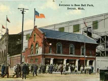 Postcard - Entrance to Base Ball Park, Detroit, Mich.