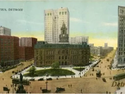 Postcard - Campus Martius, Detroit