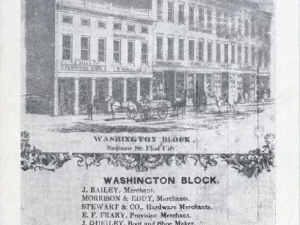 Postcard - On West Side of Saginaw Street Between Kearsley and First Streets - 1855
