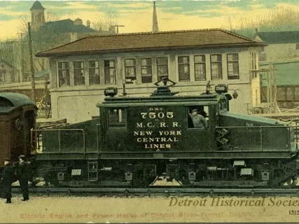 Postcard - Electric Engine and Power House of Detroit River Tunnel, Detroit, Mich.