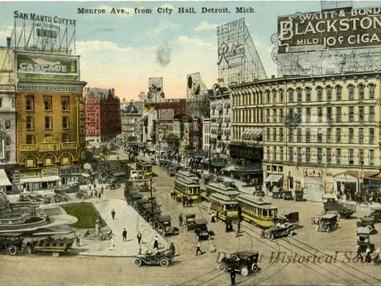 Postcard - Monroe Ave., from City Hall, Detroit, Mich.