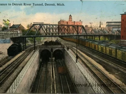 Postcard - Entrance to Detroit River Tunnel, Detroit, Mich.