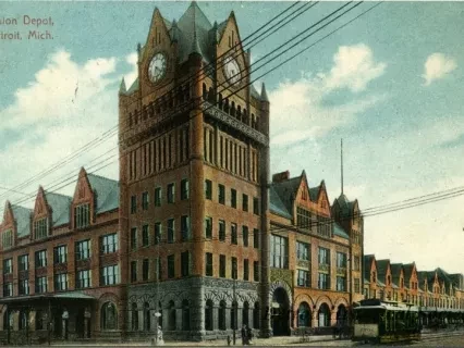 Postcard - Union Depot, Detroit, Mich.