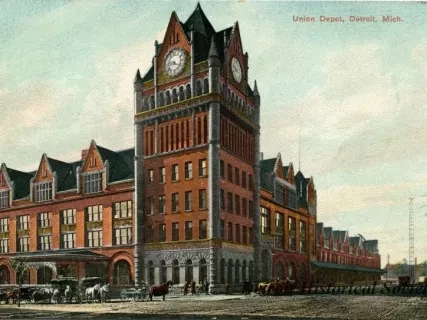 Postcard - Union Depot, Detroit, Mich.