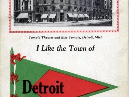 Postcard - Temple Theater and Elks Temple, Detroit, Mich.