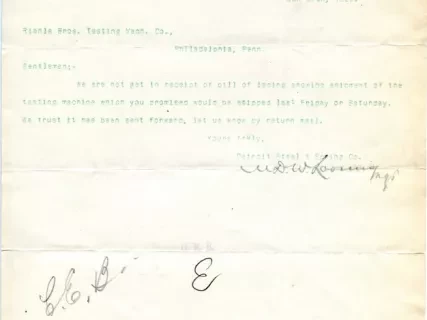 Letter - Detroit Steel & Spring Company