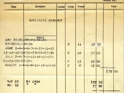 Invoice - The Evening News Association