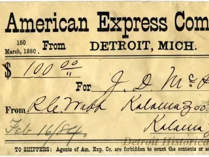 Envelope - American Express Company, 
Detroit, Michigan Office
