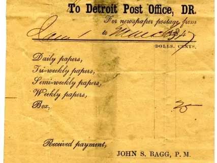 Receipt - Detroit Post Office, DR.
