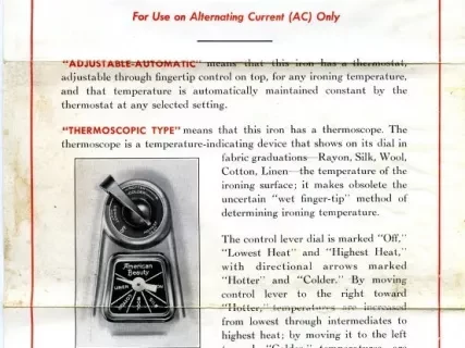 Brochure - a. American Beauty Adjustable-Automatic Electric Iron
b. American Beauty Cord-Support