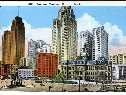Postcard - Campus Martius, Detroit, Mich.