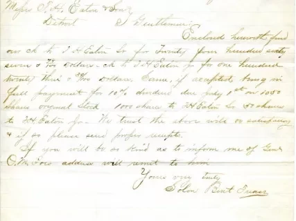 Letter - Peninsular Iron Company