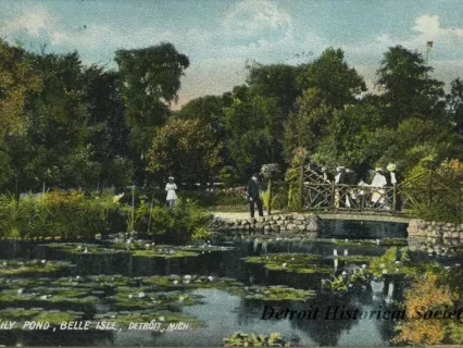 Postcard - Lily Pond, Belle Isle, Detroit, Mich.