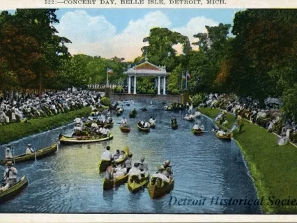 Postcard - Concert Day, Belle Isle, Detroit, Mich.