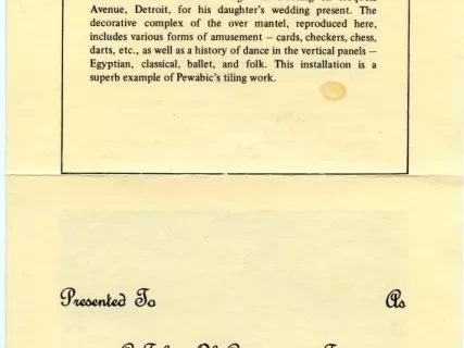 Card, Commemorative - Pewabic Pottery