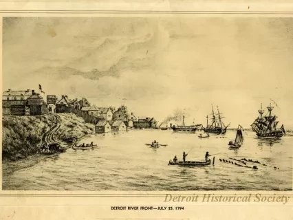 Lithograph - Detroit River Front - July 25, 1774