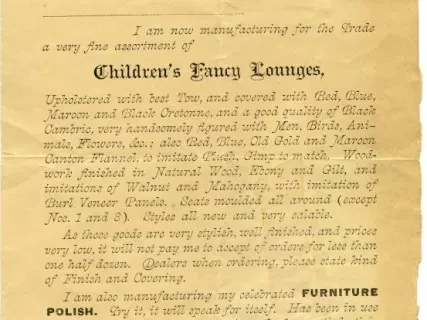 Advertisement - James D. Silsbee,
General Wholesale Furniture Agent