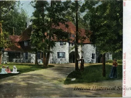 Postcard - Police Station, Belle Isle.