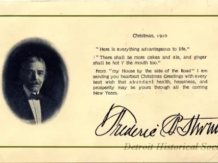 Card, Greeting - Christmas, 1910
Frederick K. Stearns