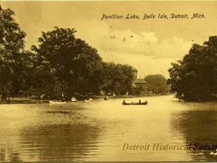 Postcard - Pavilion Lake, Belle Isle, Detroit, Mich.