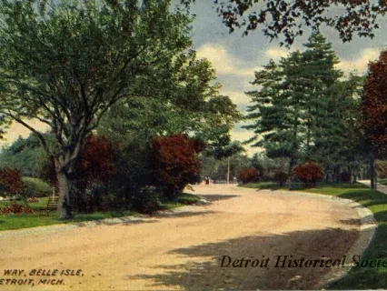 Postcard - Drive Way, Belle Isle, Detroit, Mich.