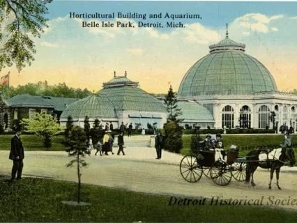 Postcard - Horticultural Building and Aquarium, Belle Isle Park, Detroit, Mich.