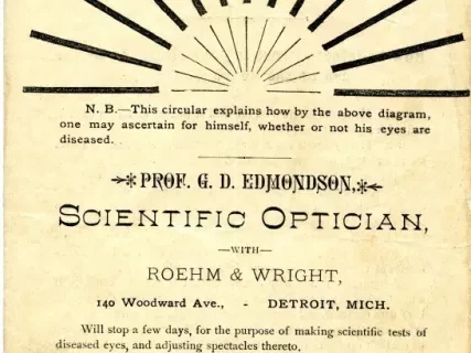 Advertisement - Prof. G. D. Edmondson, Scientific Optician,
with Roehm & Wright