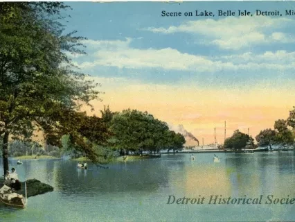 Postcard - Scene on Lake, Belle Isle, Detroit, Mich.