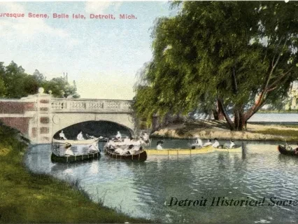 Postcard - Picturesque Scene, Belle Isle, Detroit, Mich.