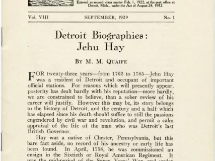 Booklet - Burton Historical Collection Leaflet, Vol. VIII, No. 1