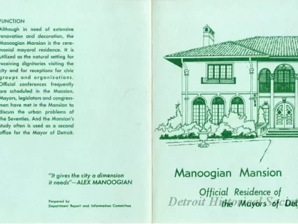 Booklet - Manoogian Mansion:  Official Residence of the Mayors of Detroit