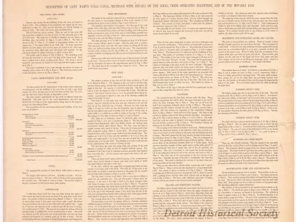 Lithograph - Description of Saint Mary's Falls Canal, Michigan, With Details of the Locks, Their Operating Machinery, and of the Movable Dam