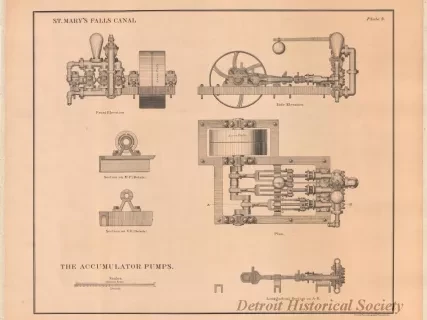 Lithograph - St. Mary's Falls Canal,
The Accumulator Pumps