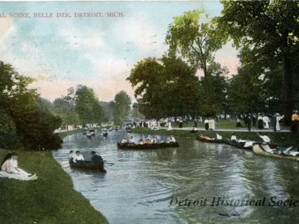 Postcard - Canal Scene, Belle Isle Park, Detroit, Mich.