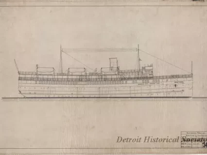 Drawing, Technical - Outboard Profile, Steamer United States,
Indiana Transportation Company
(Hull No. 28)