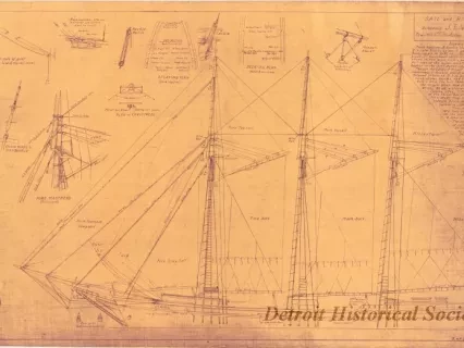 Blueprint - Sail and Rigging Plan,
Schooner J. T. Wing