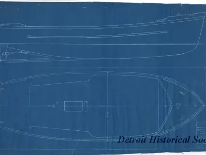 Blueprint - Middle Neebish Light Station, Mich.,
Steel Motorboat - Class II, Plan & Elevation