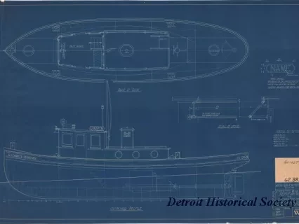 Blueprint - 40 Foot Steel Work Launch,
Profile and Deck