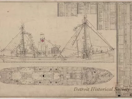 Drawing, Technical - Rigging Plan
[for trawler, Foam]
