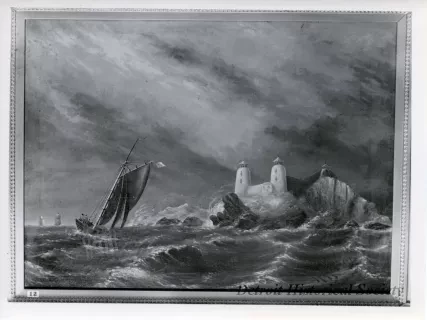 Print, Photographic - Seascape with Lighthouse - Seascape with Lighthouse, 1845