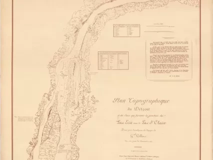 Map - Plan Topographique du Détroit et des eaux qui forment la jonction du
Lac Erié avec le Lac St. Clair 
[Topographic plan of Detroit and the waters which form the junction of 
Lake Erie with Lake St. Clair]