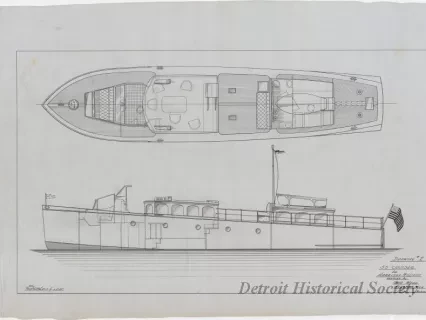 Drawing, Technical - Drawing #2, 55' Cruiser for Harrison Williams, 
Designed by Gar Wood, Algonac, Mich