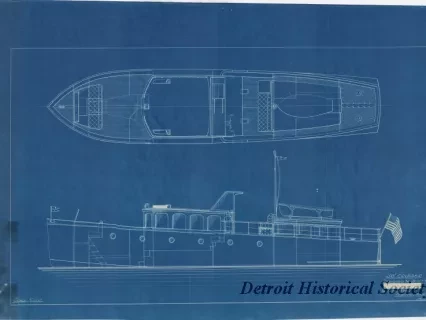 Blueprint - 50' Cruiser, Designed and Built for ----- by Gar Wood, Algonac, Mich.