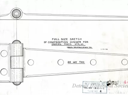 Drawing, Technical - Full Size Sketch of Composition Hinges for Freeing Ports,
Str. [Steamer] No. 66