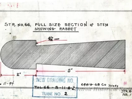 Drawing, Technical - Str. [Steamer] No. 66,
Full Size Section of Stem Showing Rabbet.